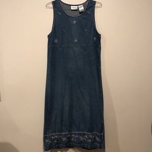 Vintage 90s Y2K Erika Collection Embellished Faded Denim Dress